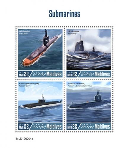 MALDIVES - 2019 - Submarines  - Perf 4v Sheet - MNH