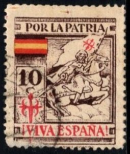 1936 Spanish Civil War Provincial Tax Viva Espana Por La Patria 10 Cents Used