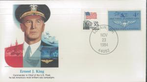 1984 Lorain Ohio Naval Commander Ernest J King Koslow Cachet First Day Cover