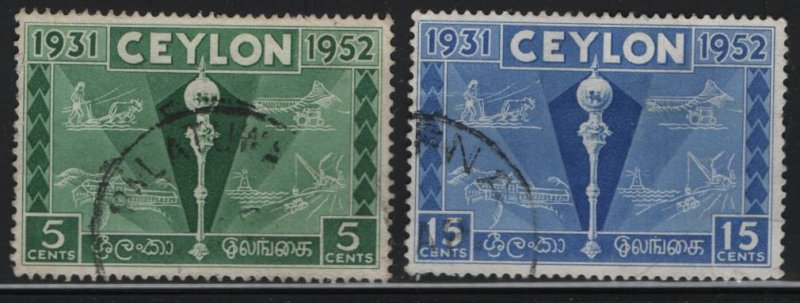 CEYLON, 315-316, USED, 1952, Colombo plan exhibition