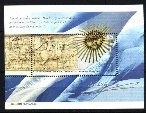 ARGENTINA 2012,NATIONAL FLAG,BELGRANO S/SHEET YV BL132 MNH