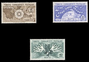 Turkey #1127-1129 Cat$19.50, 1954 Nato, set of three, never hinged