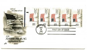 2116a 22c Flag over the Capitol booklet pane, with tab, ArtCraft 7 1/2 x 4 FDC