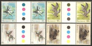 AUSTRALIA Sc# 1203 - 1206 var MNH FVF Set of 4 x Gutter Pair Water Birds