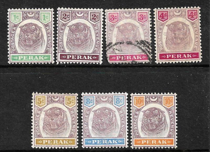 PERAK  1895-99  TIGER  SET TO 10c  M&U  SG 66/72