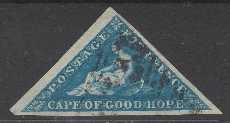 CAPE OF GOOD HOPE 1855 TRIANGLE 4D BLUE PERKINS BACON PRINT USED 