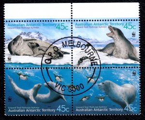 Australian Antarctic Territory 2001 Antarctic Animals - WWF Used Block SC L118