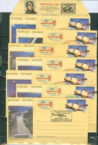 AUSTRALIA AEROPEX 88 LOT of (7) DIFFERENT AEROGRAMS...NICE CACHETS & CANCELS