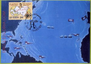 ad3258 - SAN MARINO - Postal History - MAXIMUM CARD -  1992  Cristoforo Colombo