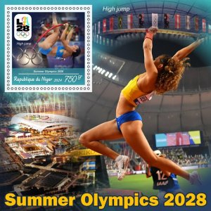 Stamps. Olympic 2028 LA HihgJump  2024 year 6 sheets perforated