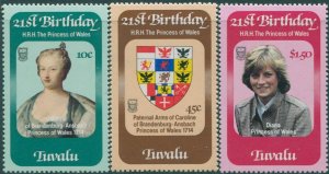 Tuvalu 1982 SG184-186 Princess of Wales birthday set MNH