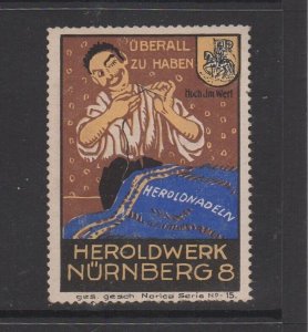 German Advertising Stamp - Norica Series #15 Herold Needles Nürnberg, Man Sewing