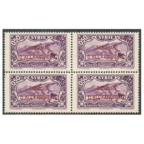 Alexandretta 3 block/4,MNH folded.Michel 3. Overprinted,1938.