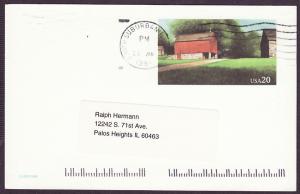 UX198 Red Barn used postal card