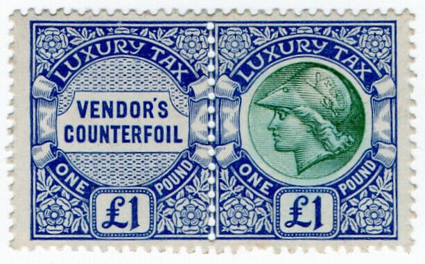 (I.B) George V Revenue : Luxury Tax £1 (colour trial)