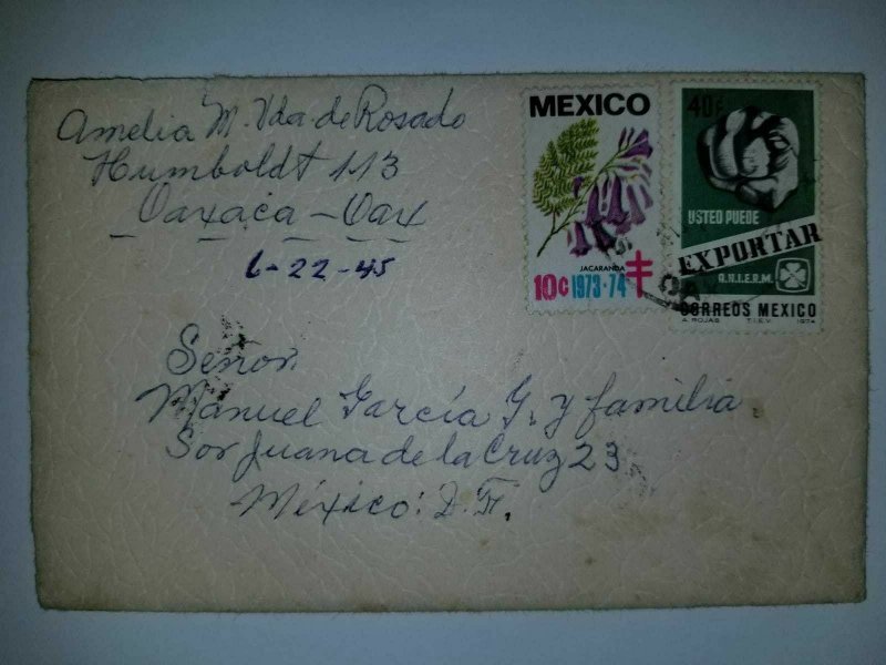 J) 1974 MEXICO, TB SEALS, YOU CAN EXPORT, MULTIPLE STAMPS, AIRMAIL, CIRCULATED C 