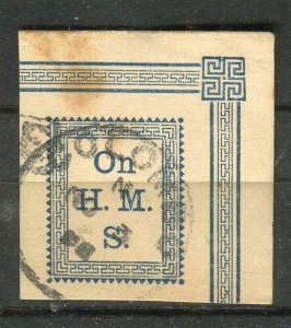 CEYLON; 1880s-90s early QV issue used Postal Stationary PIECE