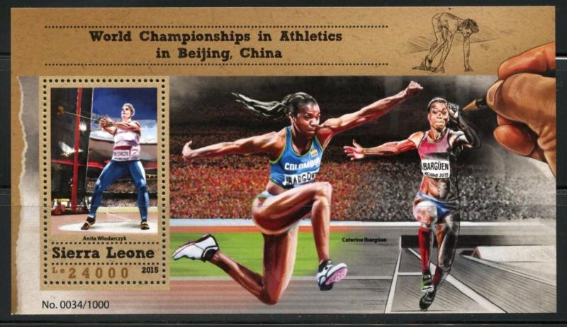 SIERRA LEONE 2015 WORLD ATHLETIC CHAMPIONSHIP BEIJING SOUVENIR SHEET   MINT NH