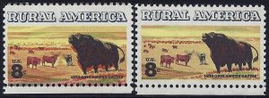 1504 - 8c Multiple Margin Color Shift Error/EFO Angus&Cattle Rural America MNH