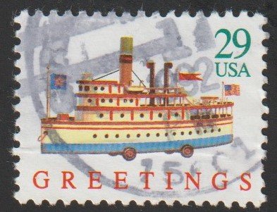 SC# 2714 - (29c) - Christmas Toys, Steamboat, pf 11.5x11, used single