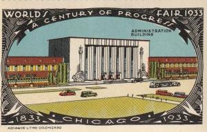 Great Chicago World Fair, 1933 US Poster Stamp. Advance Litho Co. 68x42mm