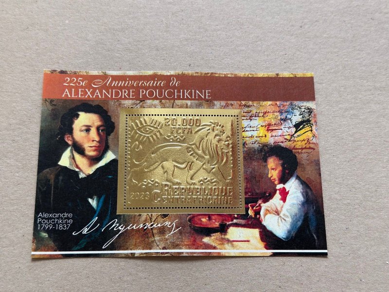 Writers Pushkin 2023 year 6 blocks Foil. Gold perforated  NEW MNH**