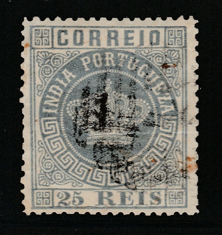 Portugal Colony INDIA Coroa 1881-83 1T on 25r Perf. 13 1/2 Used A25P38F18903