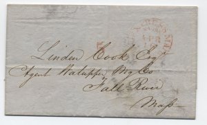 1851 U.S. Express Mail New York red CDS stampless folded letter 5 rate [H.3667]