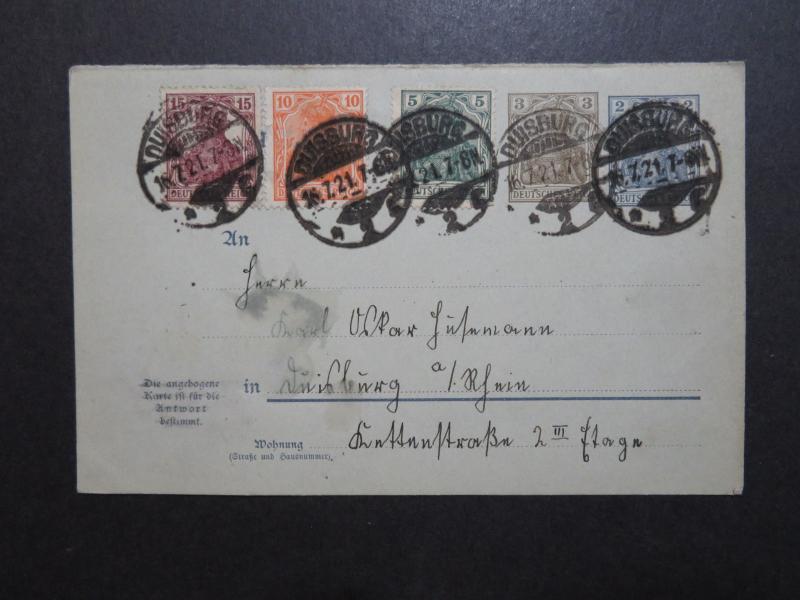 Germany 1921 Germania 3pf + 2pf Duplex Uprated Postal Card - Z10173