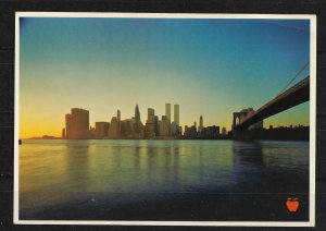 New York City Postcard, Brooklyn Bridge, Lower Manhattan Skyline, Made in Italy