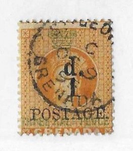Grenada Sc #27   1p on 3p used with CDS  VF