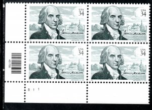 US Scott #3545 PB of 4 James Madison #B11 LL NH