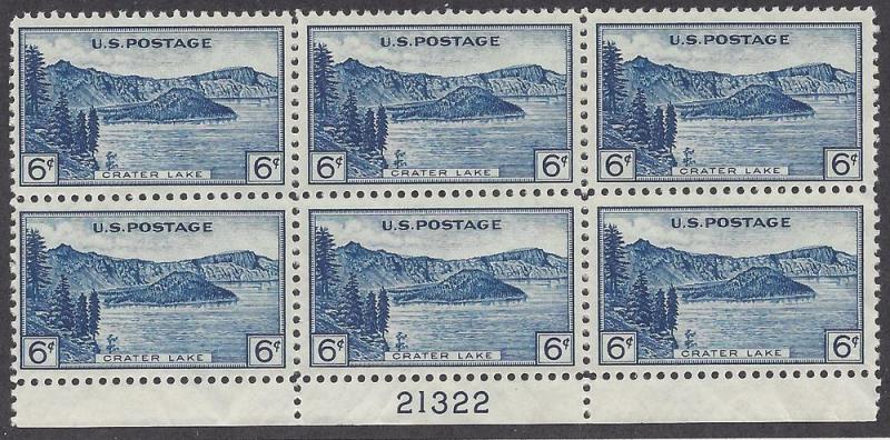 745 Plate block of 6 NP National Park 6cent Crater Lake OR