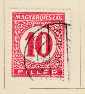 A6P9F105 Hungary Postage Due Stamp 1928-32 Wmk Double Cross on Pyramid 10f used