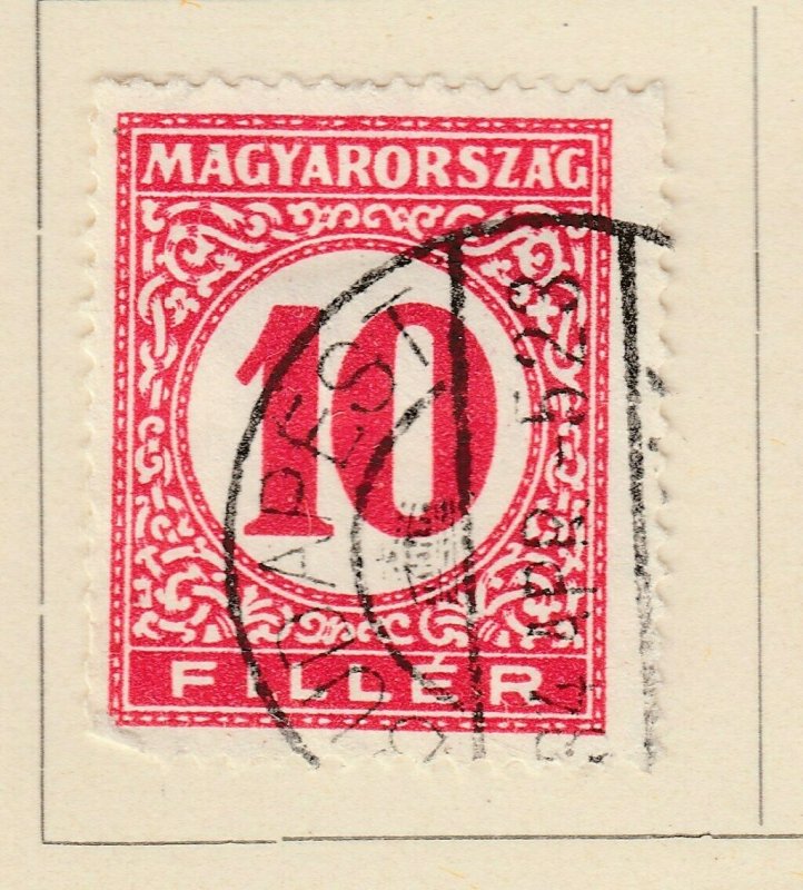 A6P9F105 Hungary Postage Due Stamp 1928-32 Wmk Double Cross on Pyramid 10f used