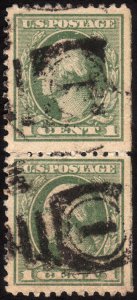 1918, US, 1c, George Washington, Used pair, Sc 525