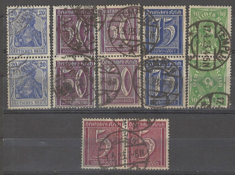 COLLECTION LOT # 4951 GERMANY 12 STAMPS IN PAIRS 1905+ CV+$23