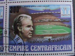 CENTRAL AFRICA EMPIRE-1978 WORLD CUP SOCCER-ARGENTINA'78 CTO   PLATE BLOCK