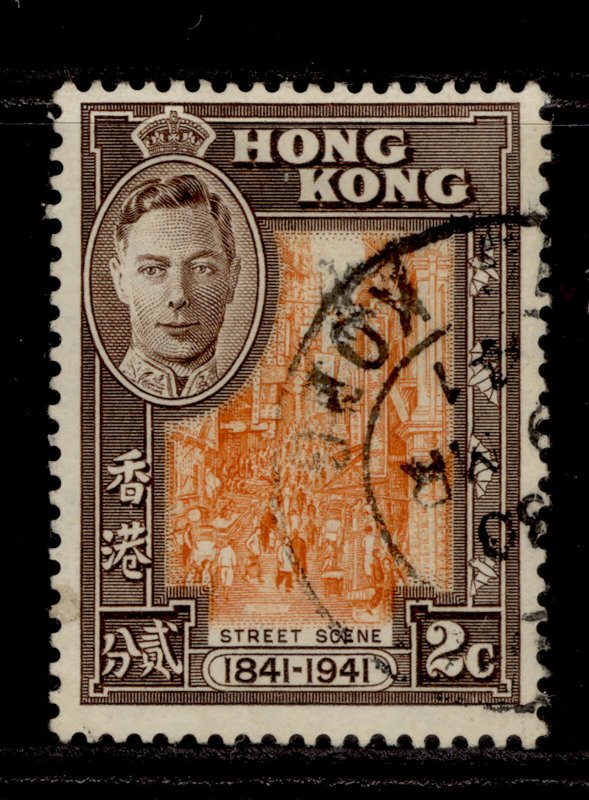 HONG KONG GVI SG163, 2c orange and chocolate, FINE USED. 