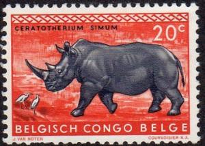 Belgian Congo 307 - Mint-H - 20c White Rhinoceros (1959) (cv $0.30) (1)