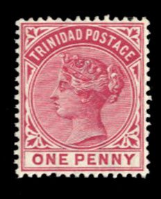 Trinidad #69 Cat$25, 1883 1p rose, hinged