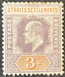 Malaya Straits Settlements 1902 SG111  MM 3c. dull purple & orange