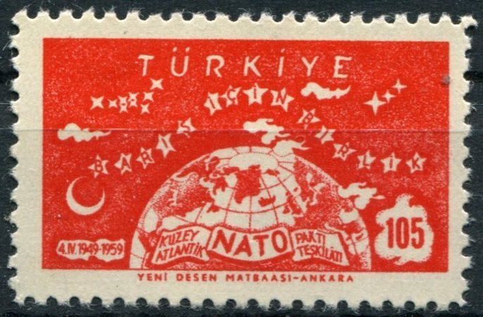 Turkey Sc#1436 MNH, 105k red, NATO, 10th Anniversary (1959)