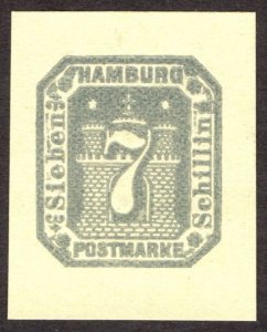 Hamburg Reprint of cut square, 7Sch, Unused