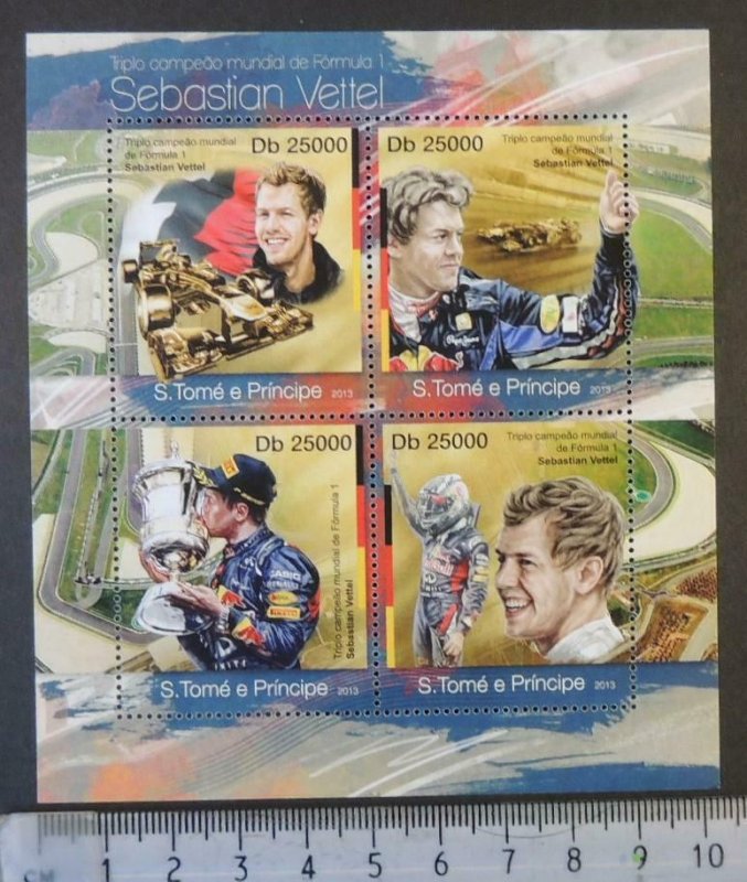 St Thomas 2013 sebastian vettel sport formula 1 cars m/sheet mnh 