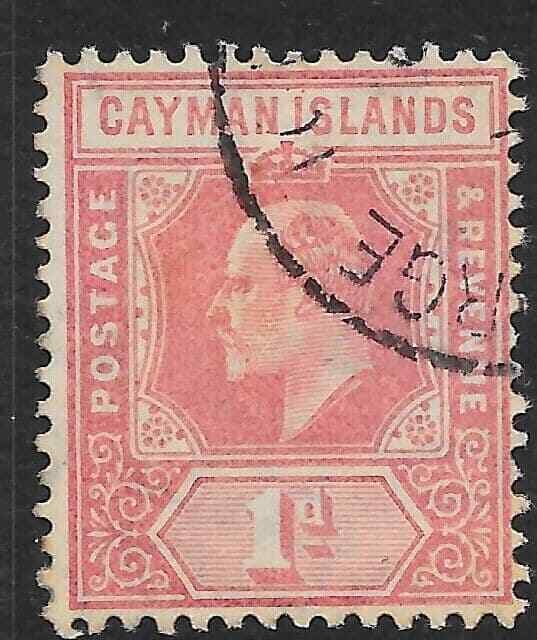 CAYMAN ISLANDS SG9 1905 1d CARMINE USED SLIGHTLY FADED