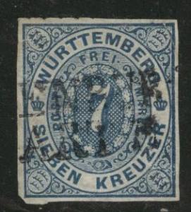 Germany State Wurttemberg Scott 50 Rouletted 10 Nice cancel