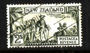 New Zealand-Sc#197-used 2sh ol grn-Capt. Cook-1935-