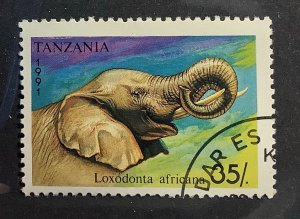 Tanzania 1991 Scott 796 CTO - 35sh,   African Elephant, Loxodonta africana