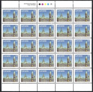 Canada #1163b 37¢ Houses of Parliament (1988). Pane of 25 stamps. MNH